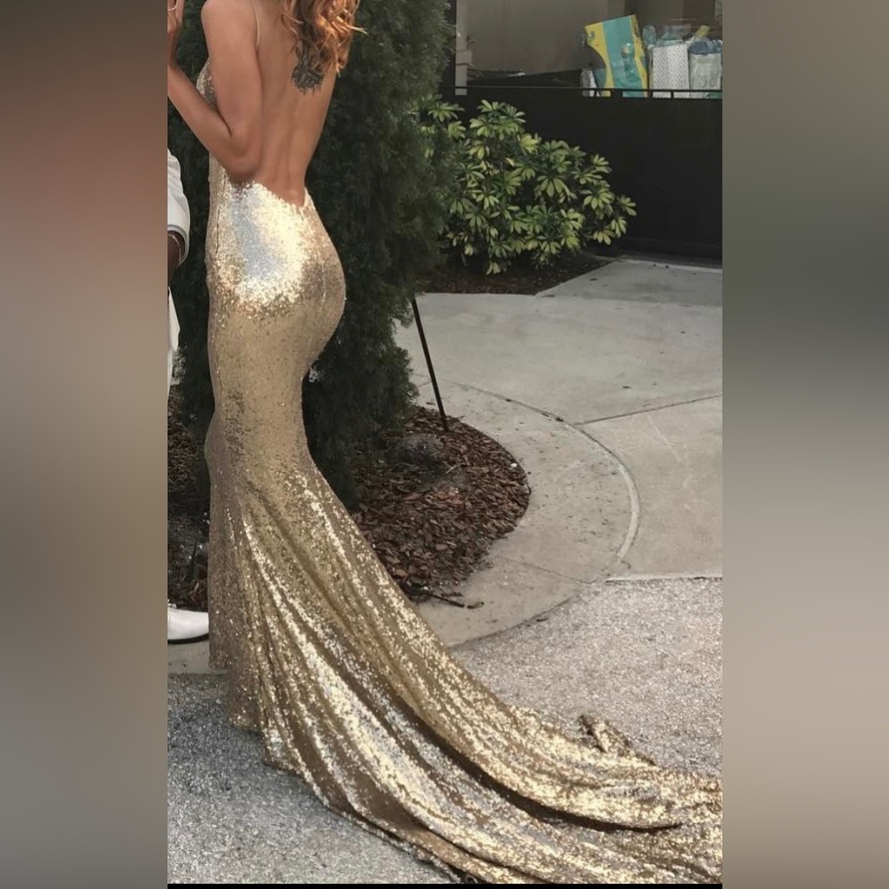 AlamourTheLabel Sequin Gold Dress with Train